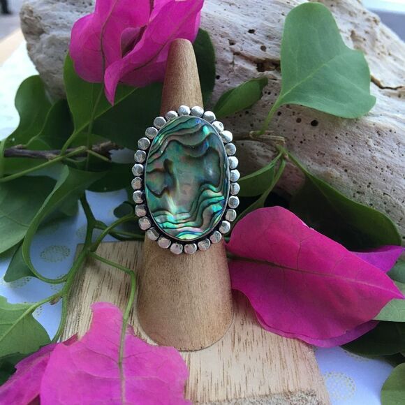Abalone Sterling Silver Ring Size 7 - Picture 5 of 8
